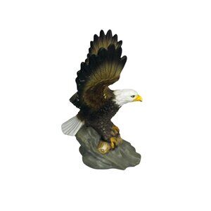 Vintage Ceramic Bald Eagle Figurine Wings Extended Decor YH 1998
